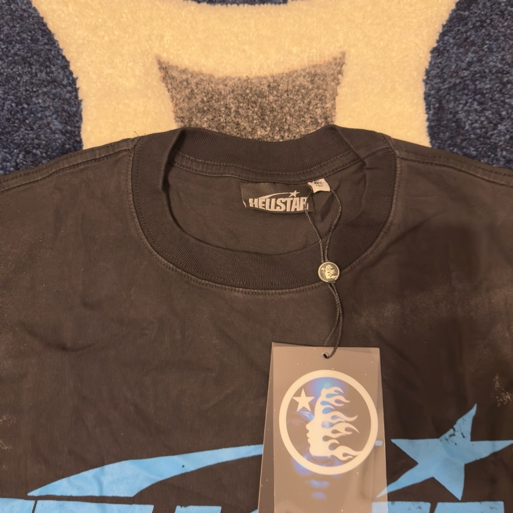 Hellstar Blue Sports Logo Black T-Shirt Men’s Large - Picture 2 of 3